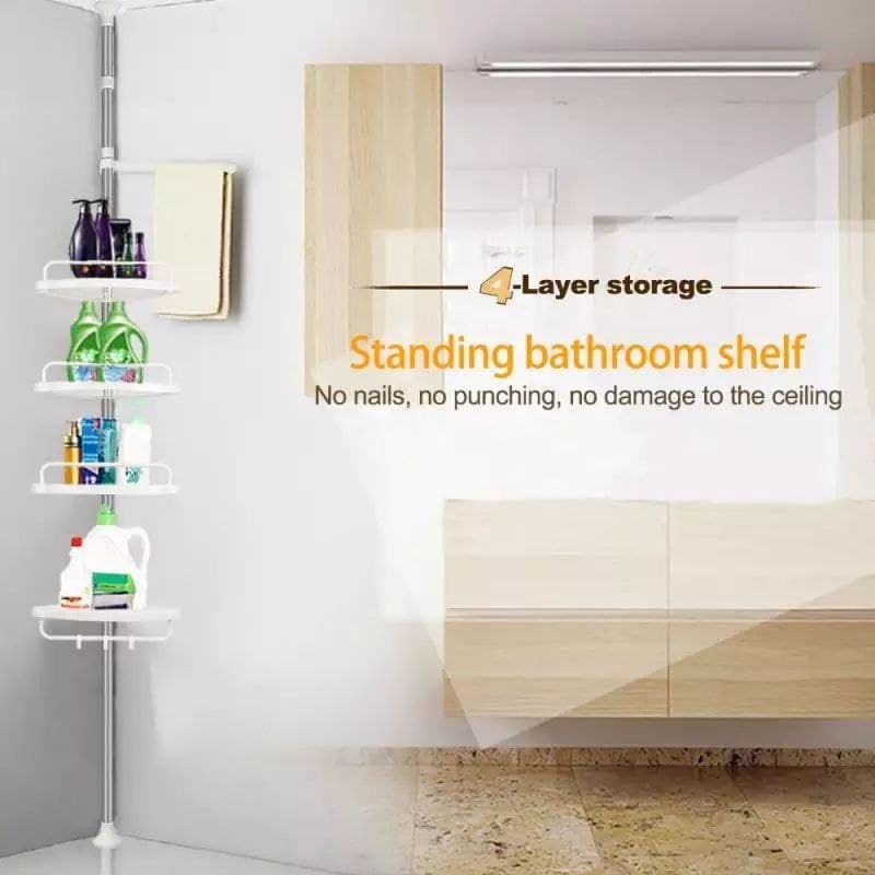 Adjustable Stainless Steel Bathroom Corner Organizer – 4 Tiers