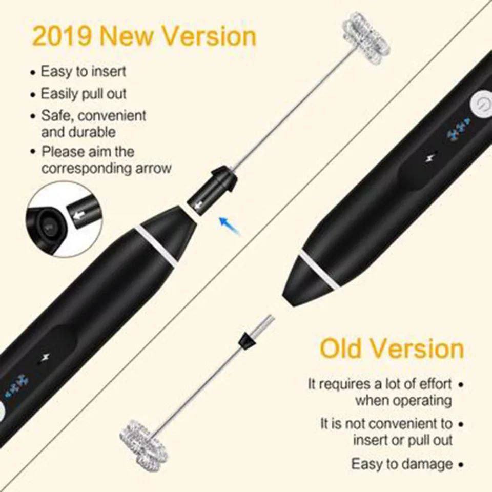 Rechargeable Milk Frother and Egg Beater with 2 Attachments H