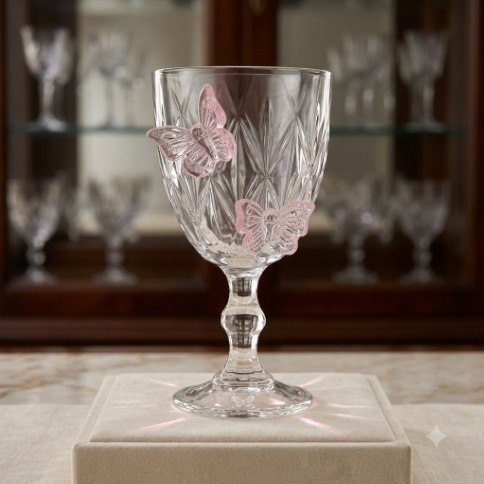 Royal Elegance Pink Bow Glass Juice Cups