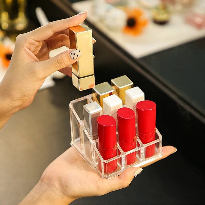 Clear Acrylic Lipstick Organizer – 9 Slots