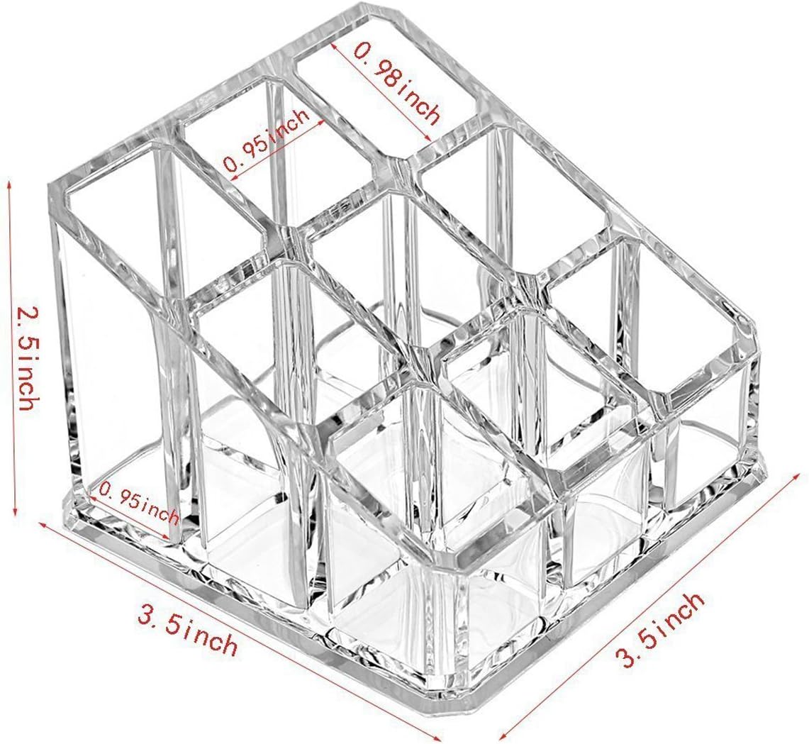 Clear Acrylic Lipstick Organizer – 9 Slots