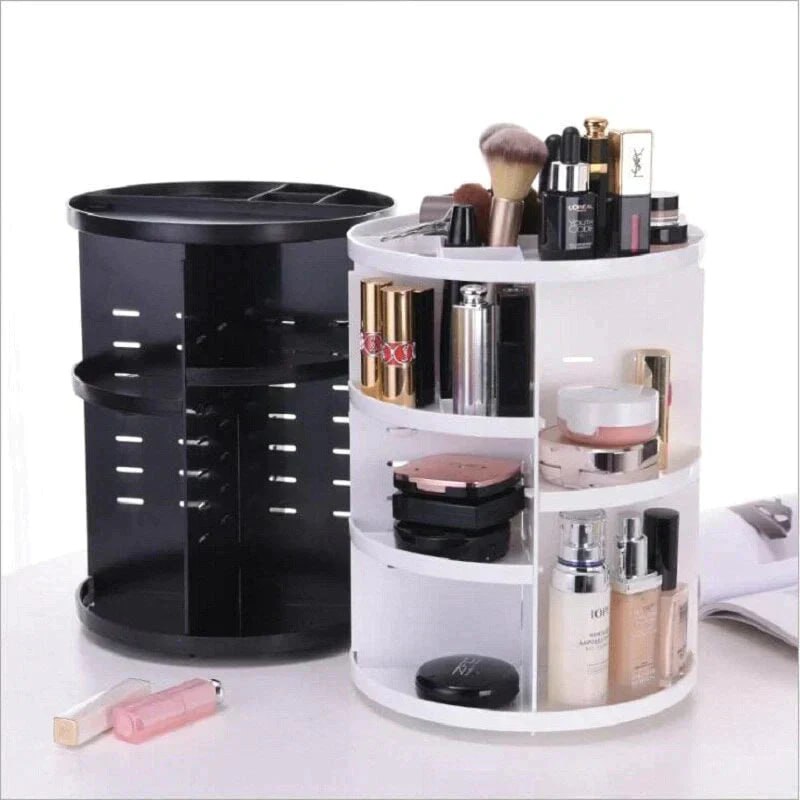 360° Rotating Makeup Organizer with Adjustable Shelves