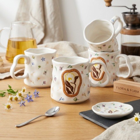 Decorative Ceramic Flower Mugs
