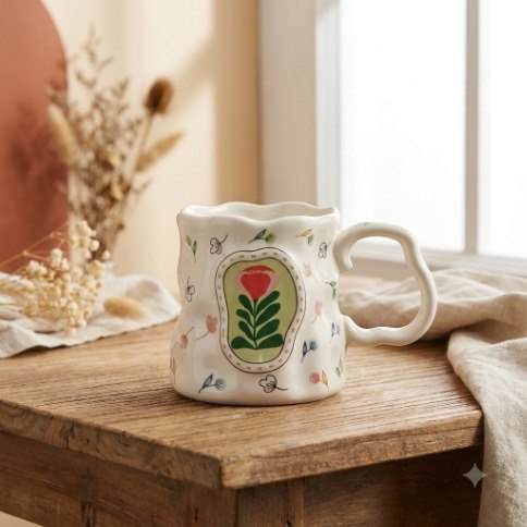 Decorative Ceramic Flower Mugs