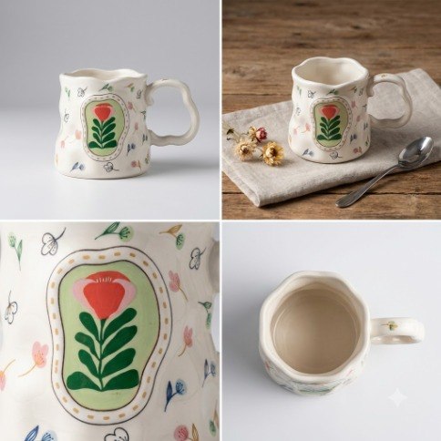 Decorative Ceramic Flower Mugs