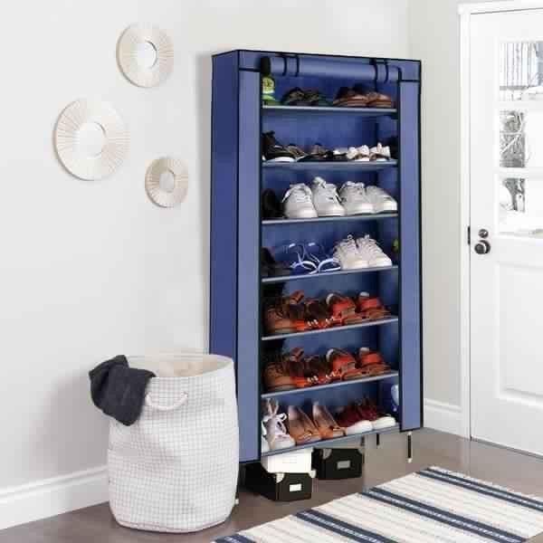 10-Tier Fabric Shoe Rack with Metal Shelves