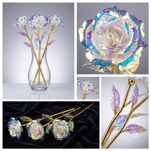 Galaxy Rose Shiny Artificial Flowers – 3 Pieces