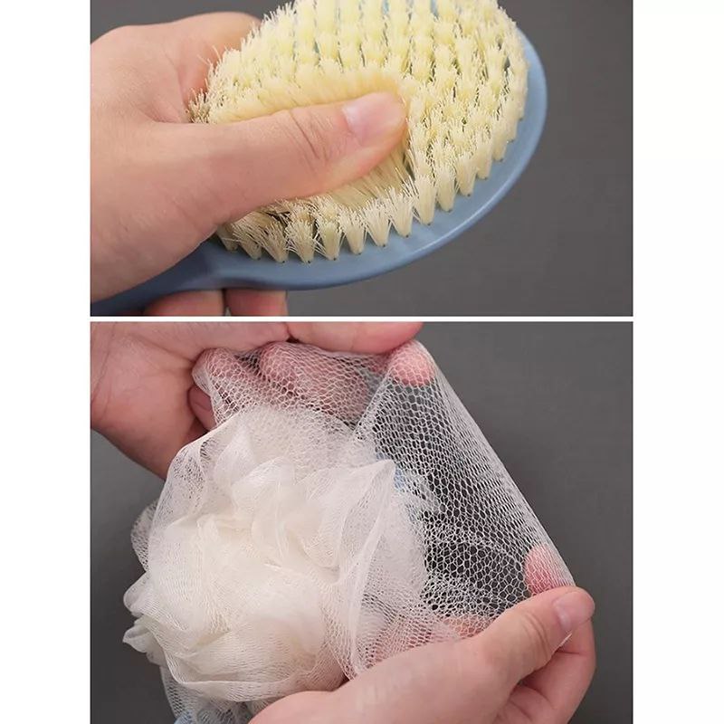 2-in-1 Long Handle Bath Brush & Loofah