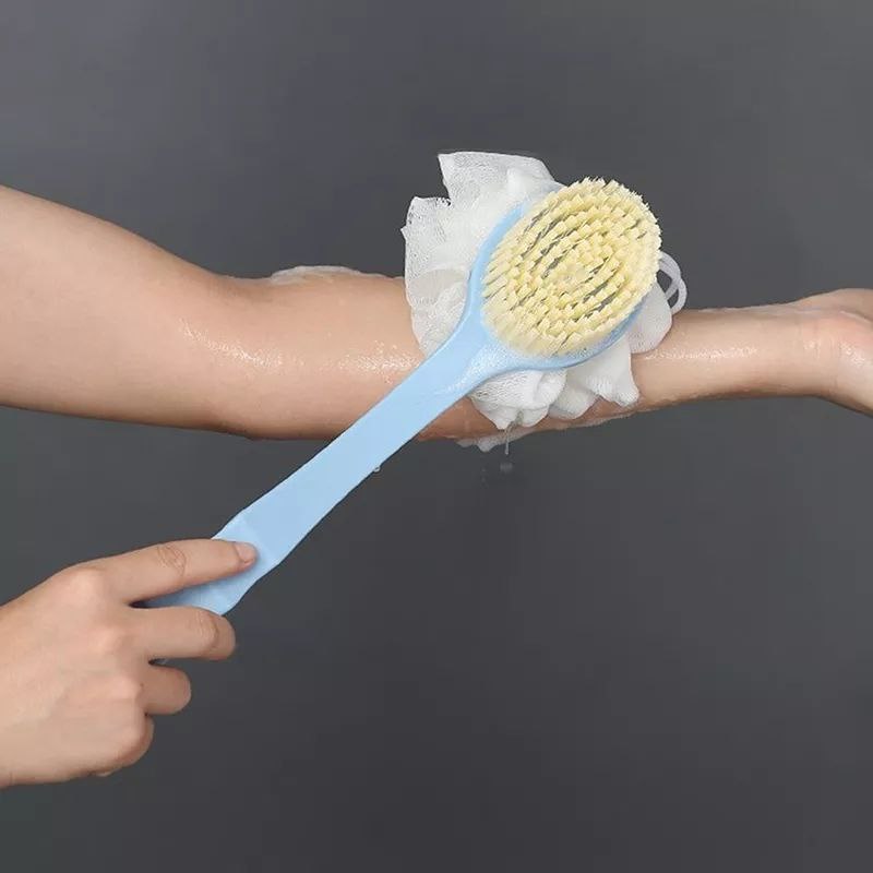 2-in-1 Long Handle Bath Brush & Loofah