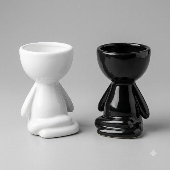 Modern Square Human Figure Ceramic Planter
