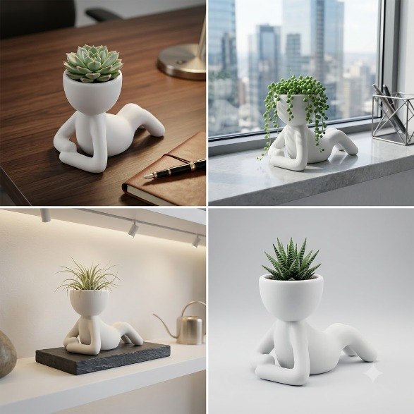 Modern Reclining Human Figure Ceramic Planter