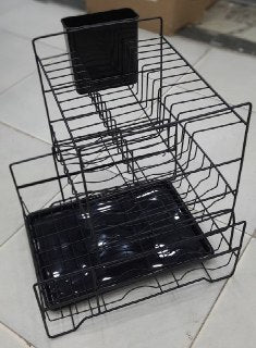 3-Tier Black Metal Dish Drying Rack