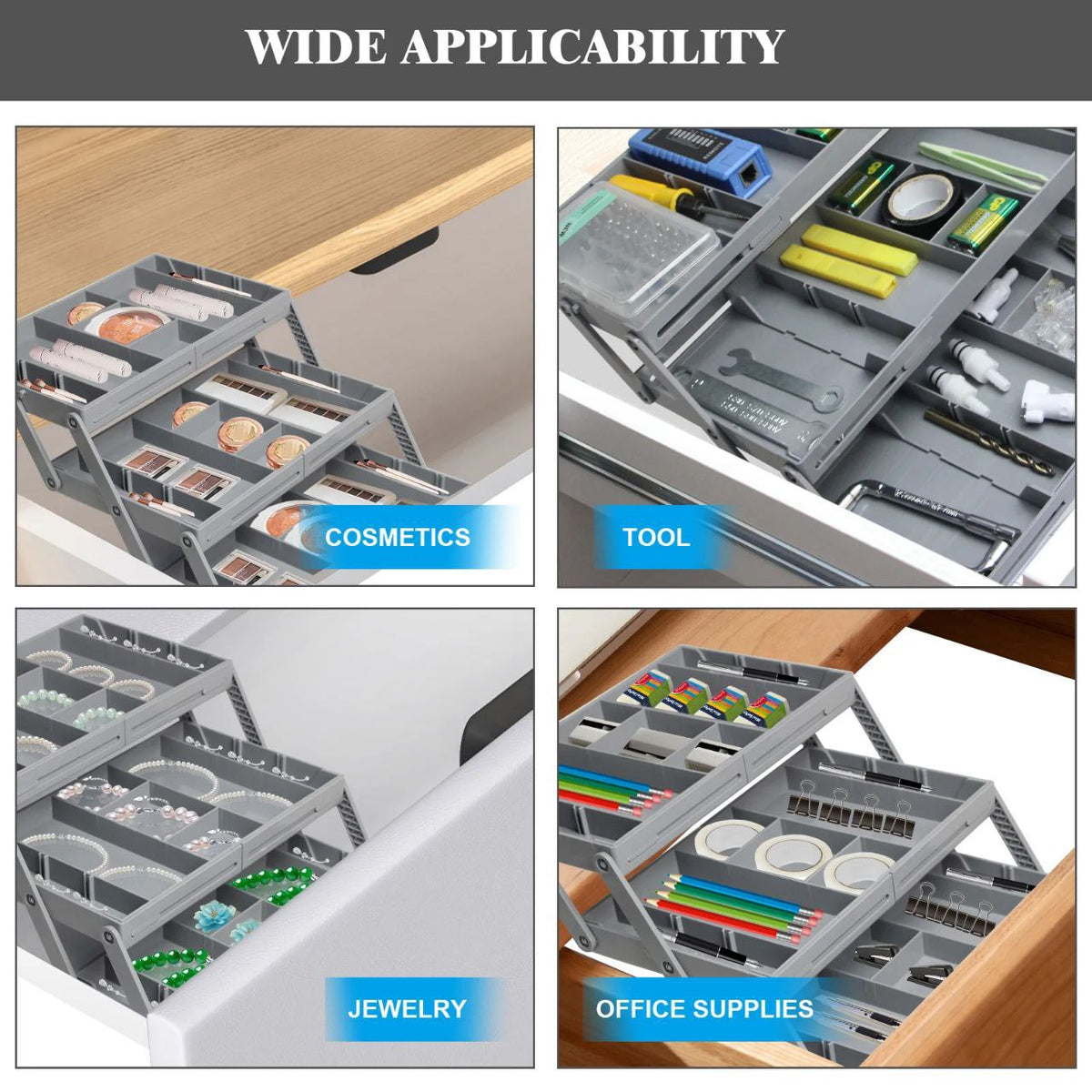 Expandable Multi-Tier Drawer Organizer