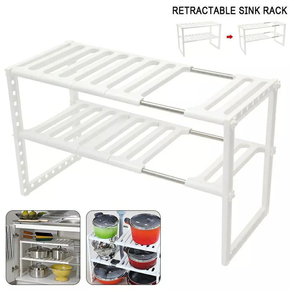 Adjustable Under-Sink Organizer with 2 Shelves