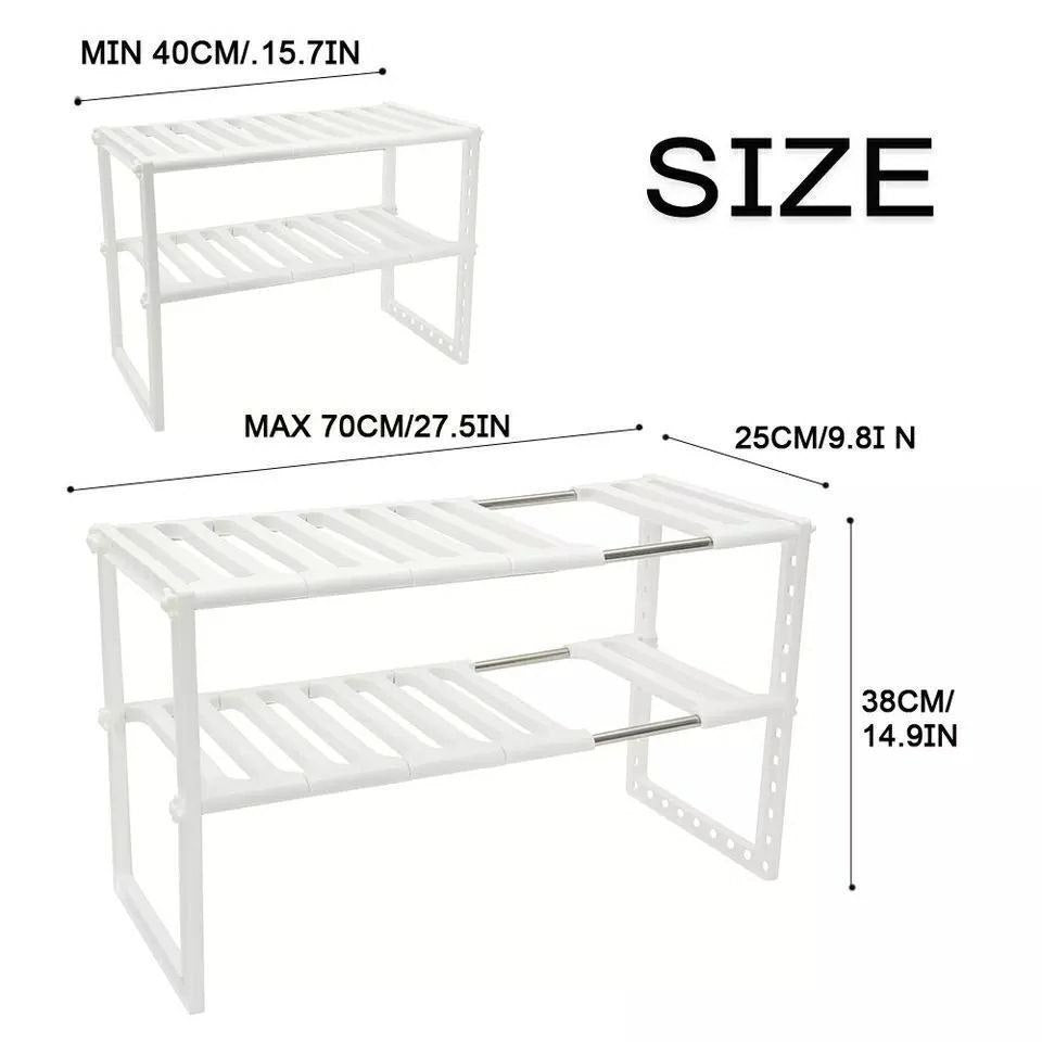 Adjustable Under-Sink Organizer with 2 Shelves