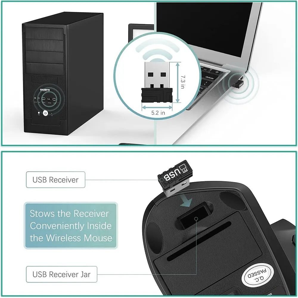 Rechargeable Wireless Ergonomic Vertical Mouse – Black