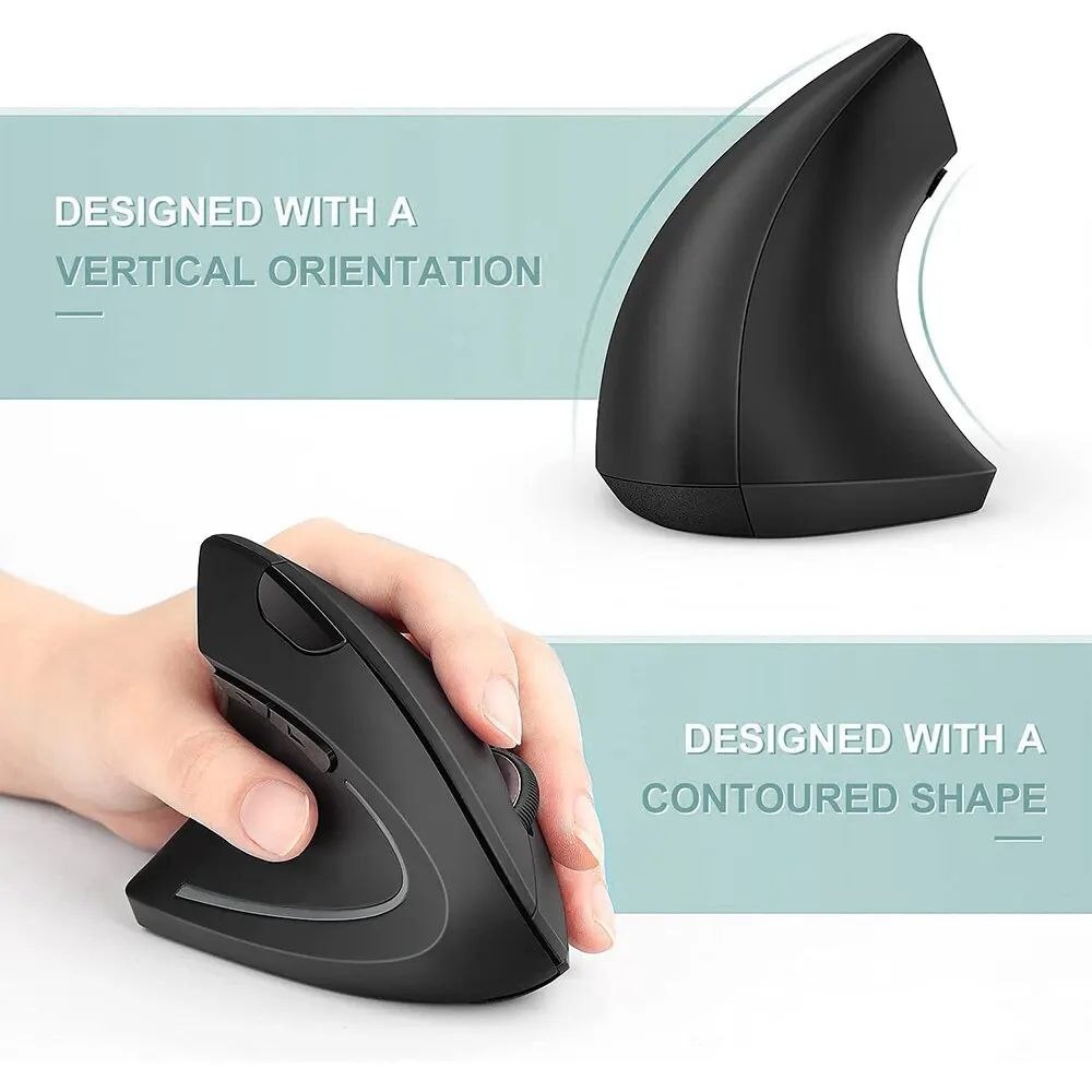 Rechargeable Wireless Ergonomic Vertical Mouse – Black