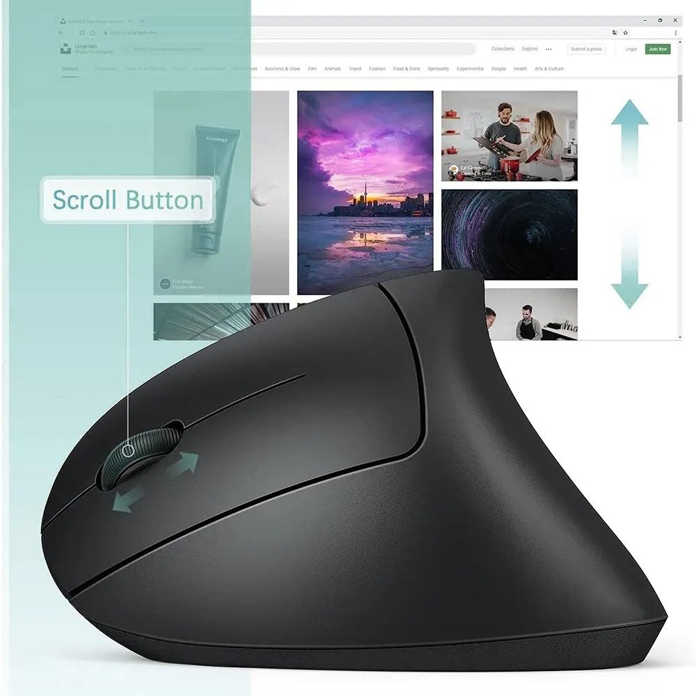 Rechargeable Wireless Ergonomic Vertical Mouse – Black