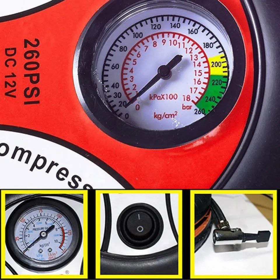 Portable Car Air Compressor – 260 PSI DC 12V