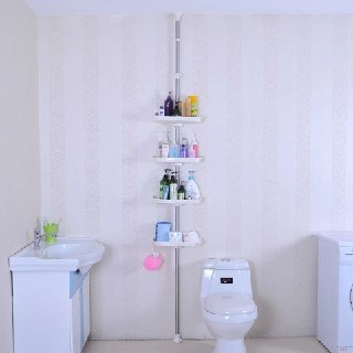 Adjustable Stainless Steel Bathroom Corner Organizer – 4 Tiers