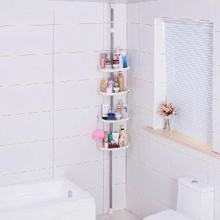Adjustable Stainless Steel Bathroom Corner Organizer – 4 Tiers