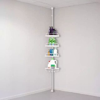 Adjustable Stainless Steel Bathroom Corner Organizer – 4 Tiers