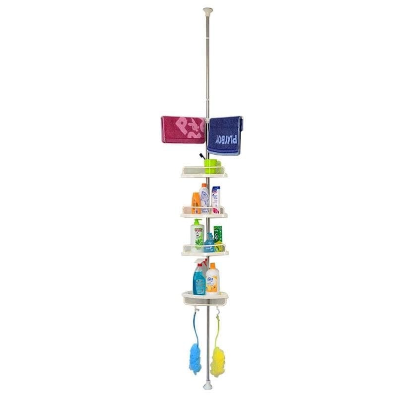 Adjustable Stainless Steel Bathroom Corner Organizer – 4 Tiers