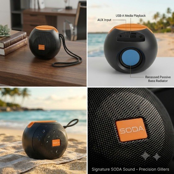 Portable Bluetooth Speaker with 7-Color LED Lights