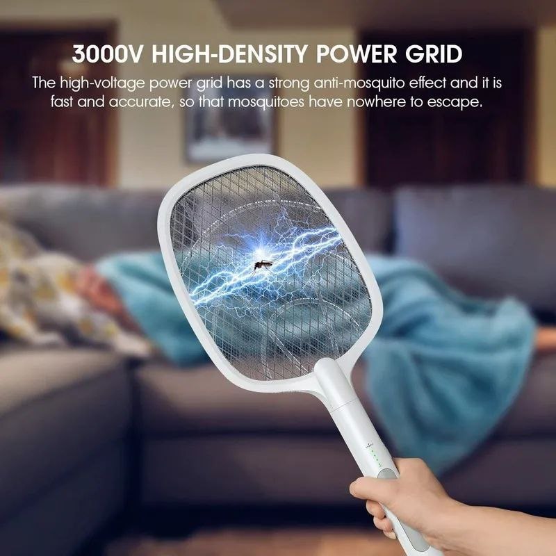 مضرب بعوض كهربائي 2 في 1 مع حامل وشحن USB-C K