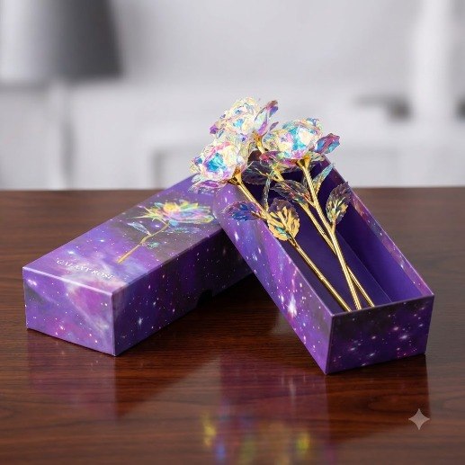 Galaxy Rose Shiny Artificial Flowers – 3 Pieces