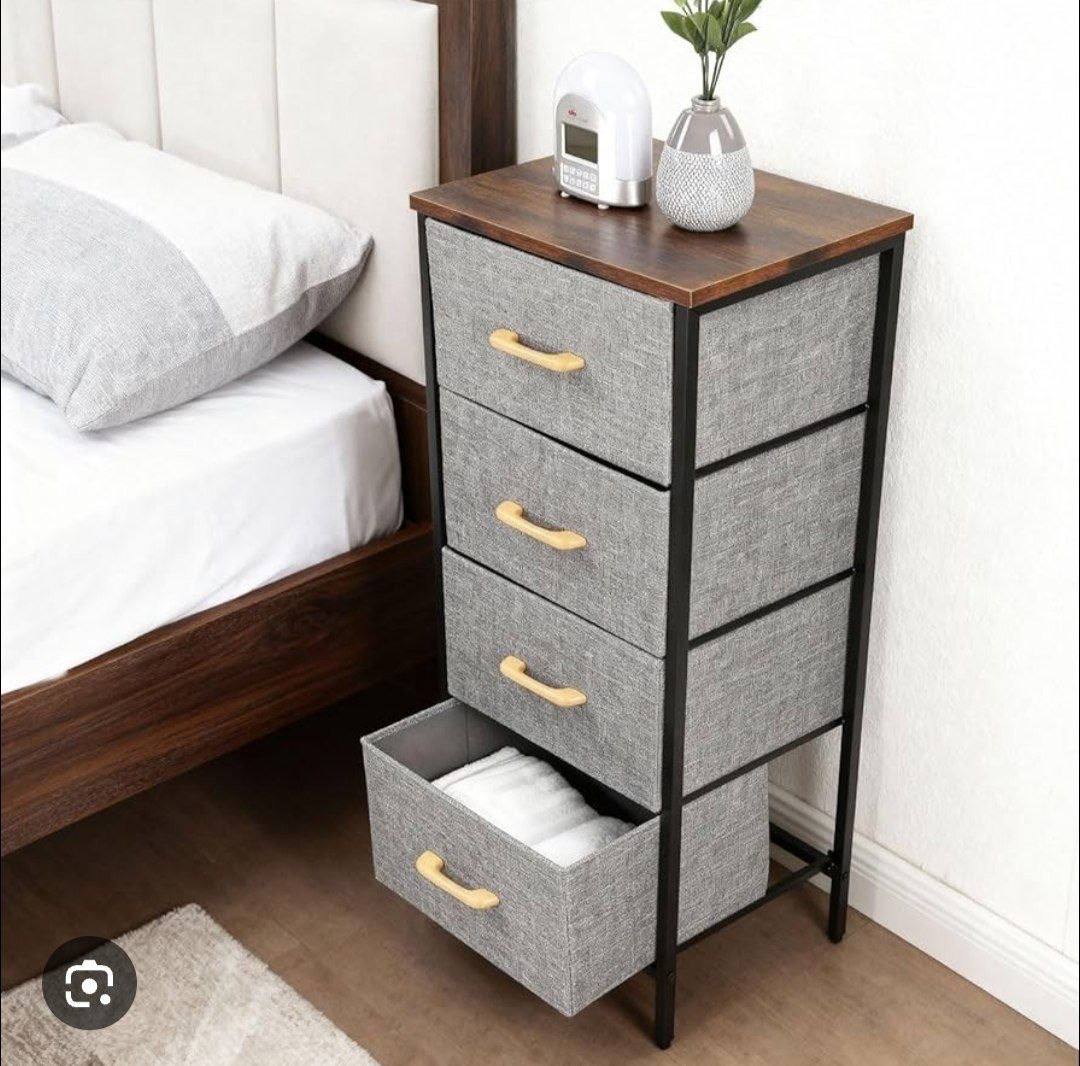 4-Tier Metal Clothes Storage Rack with Linen Cover H