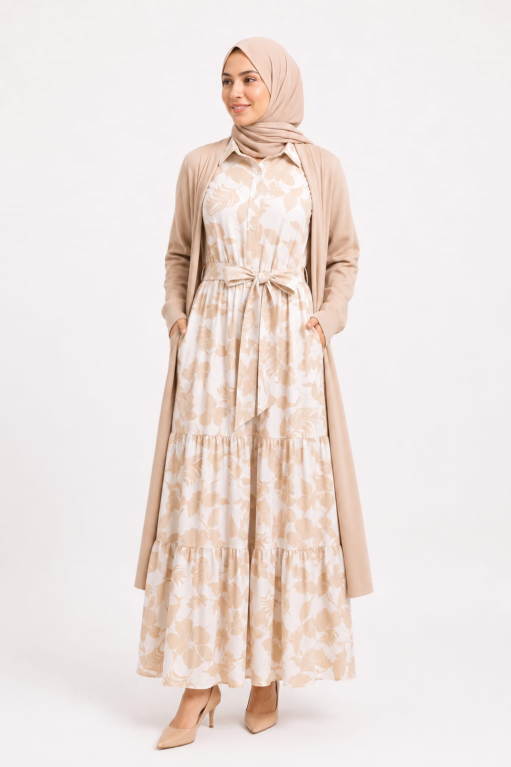 Tiered Abstract Floral Dress