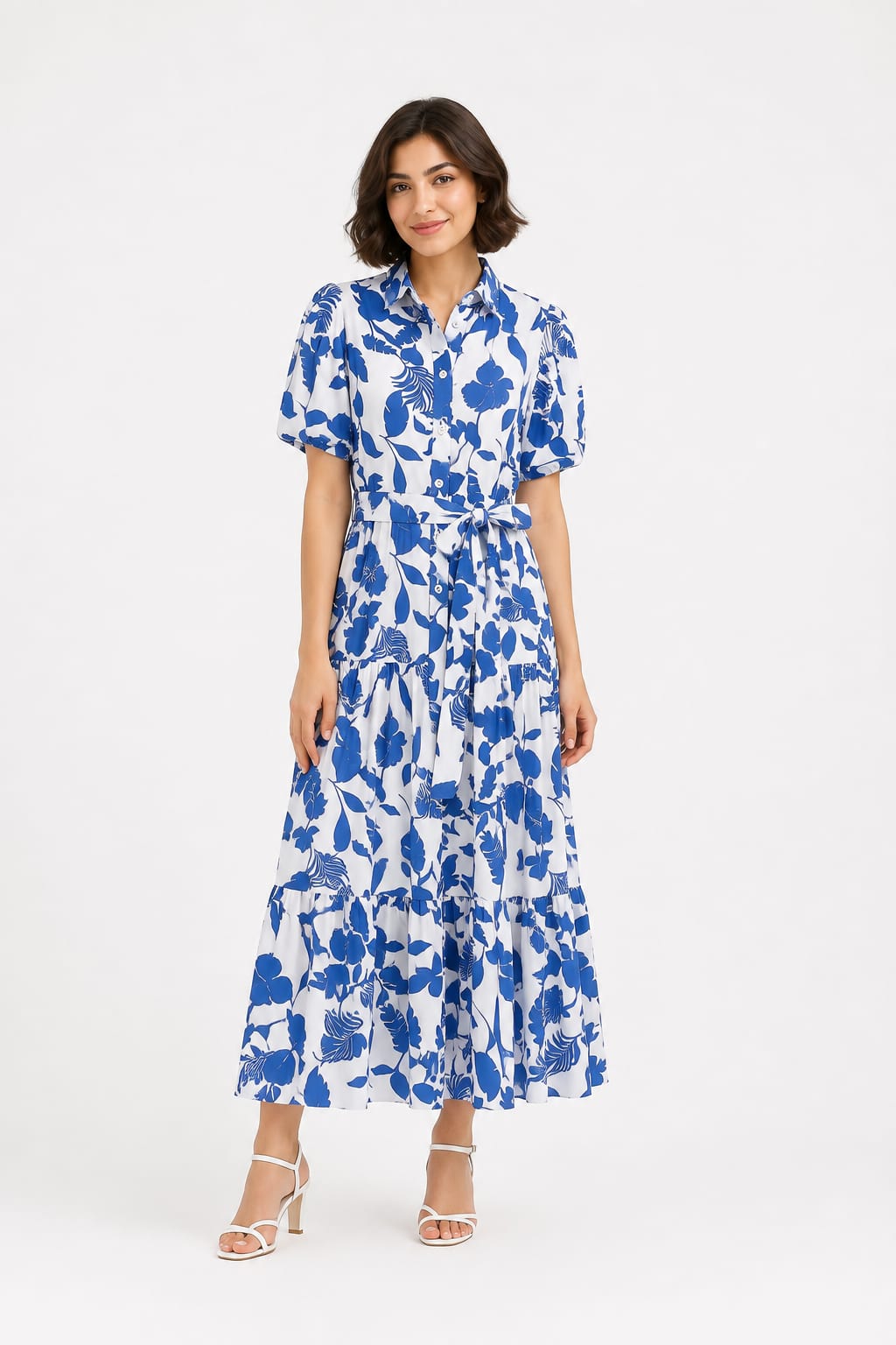 Tiered Abstract Floral Dress