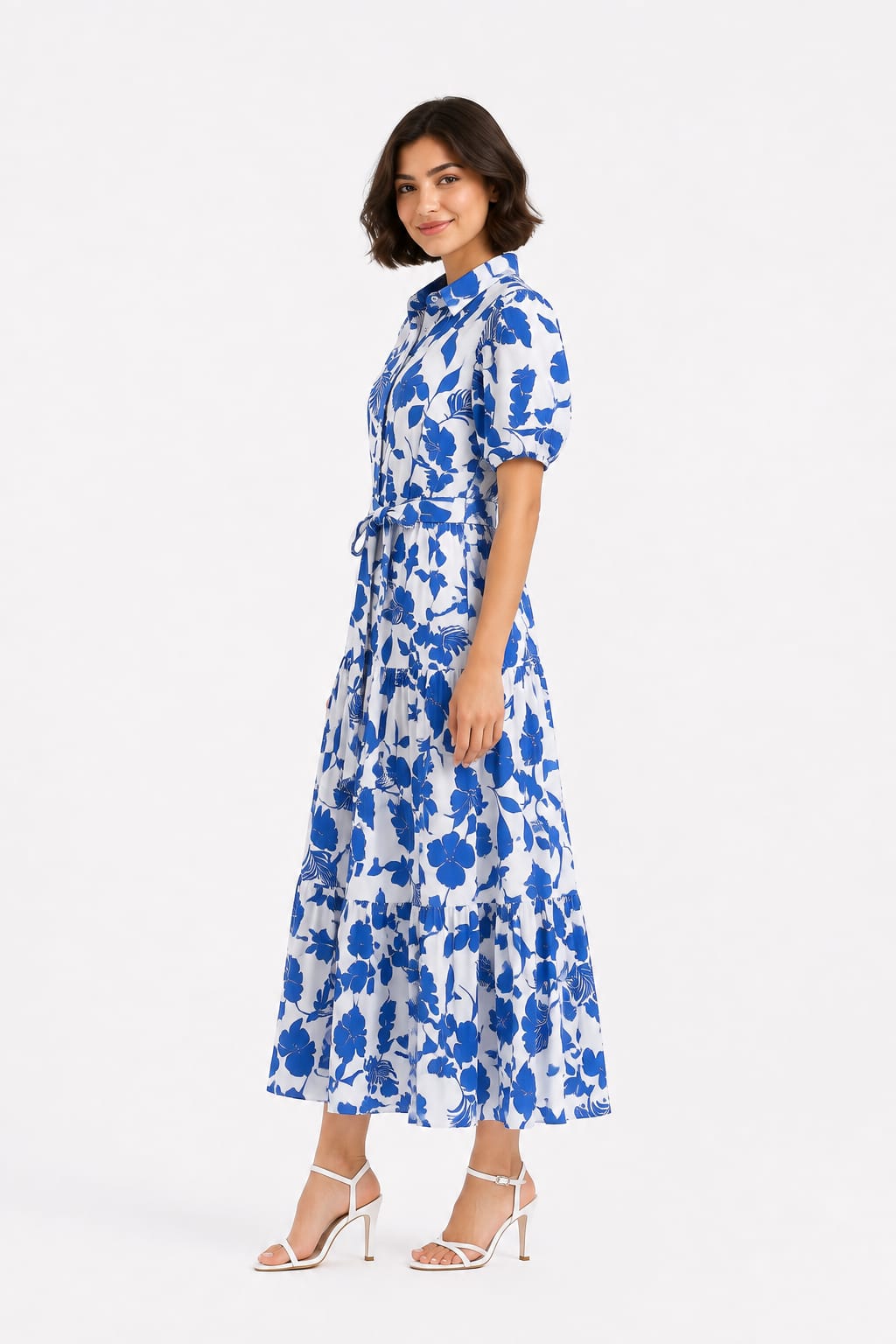 Tiered Abstract Floral Dress