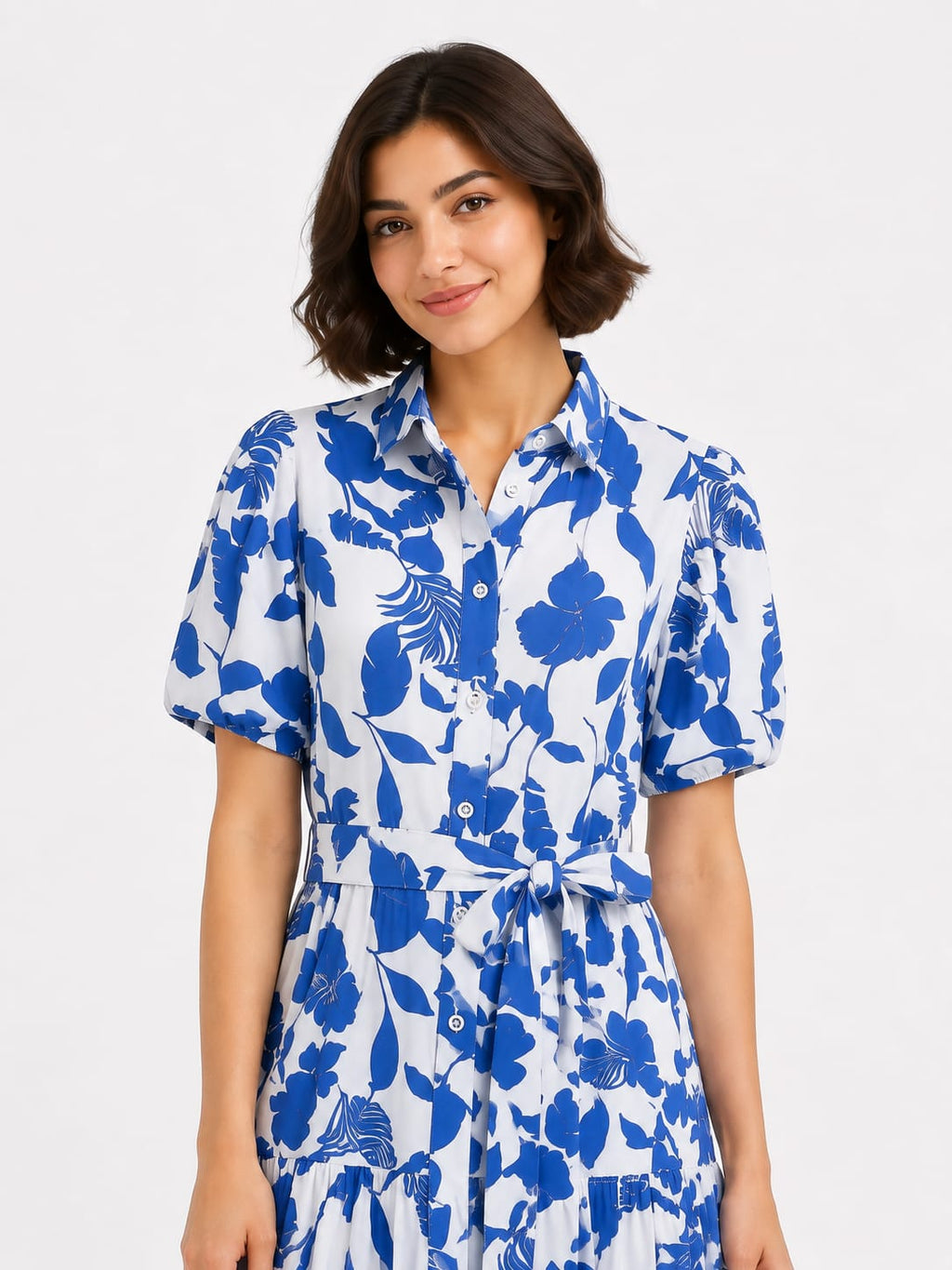 Tiered Abstract Floral Dress