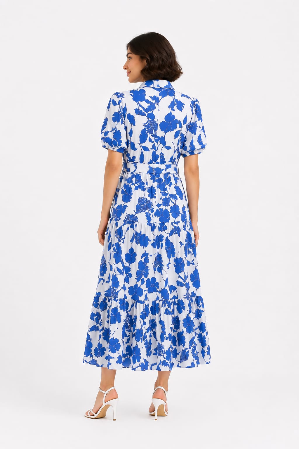 Tiered Abstract Floral Dress