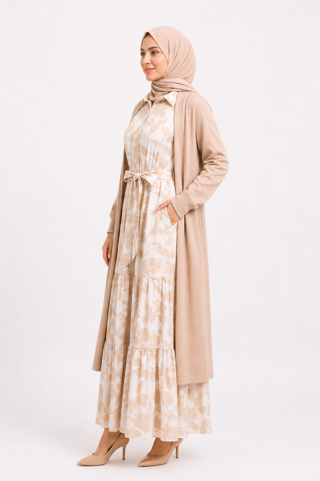 Tiered Abstract Floral Dress