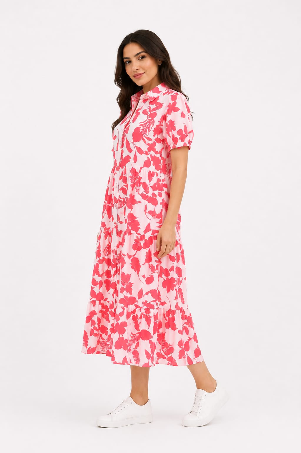 Tiered Abstract Floral Dress