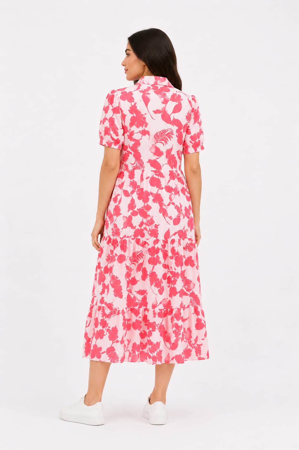 Tiered Abstract Floral Dress