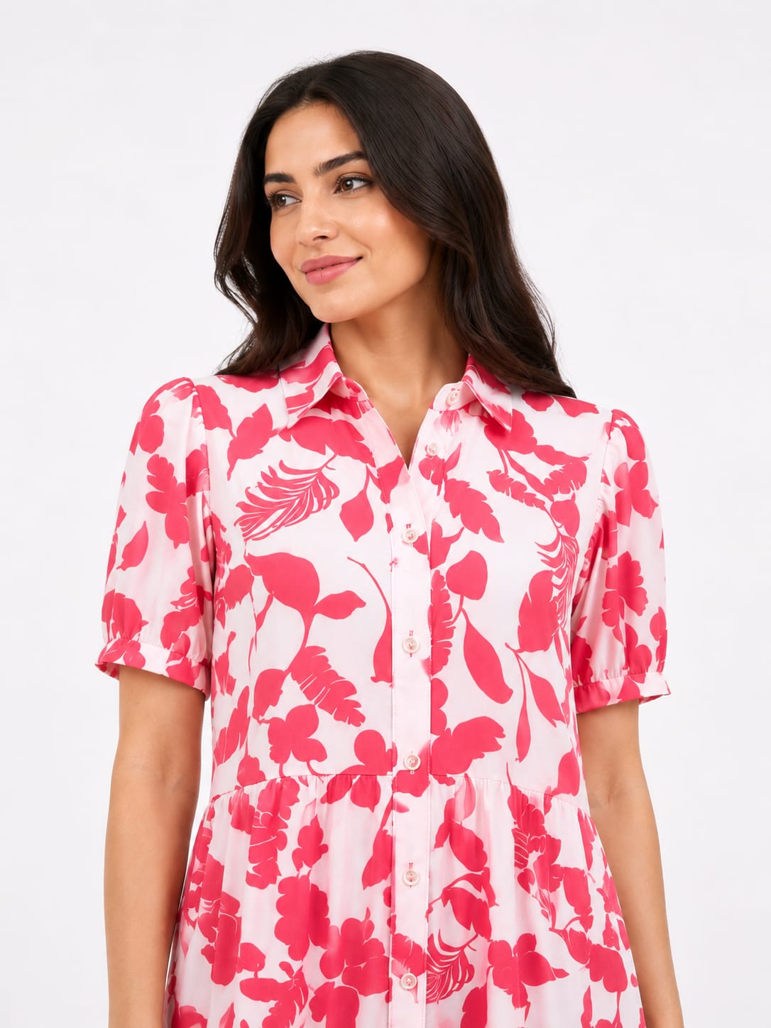 Tiered Abstract Floral Dress