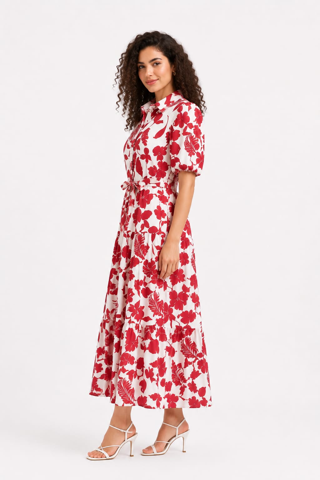 Tiered Abstract Floral Dress