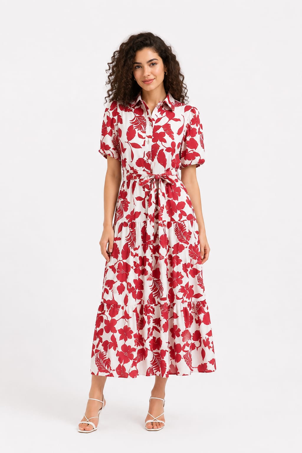 Tiered Abstract Floral Dress