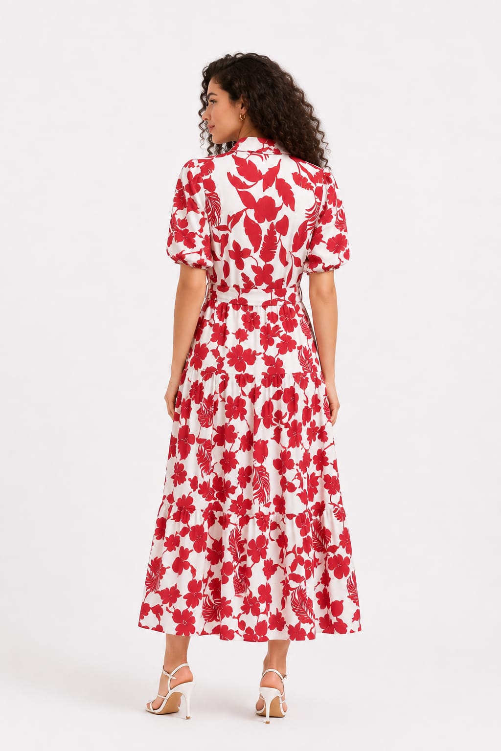 Tiered Abstract Floral Dress