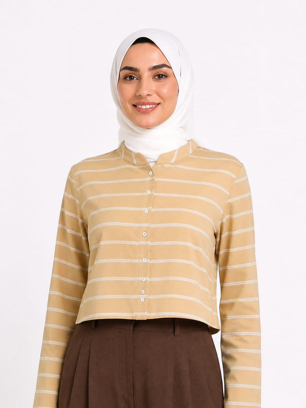 Striped Long-Sleeve Crop Top