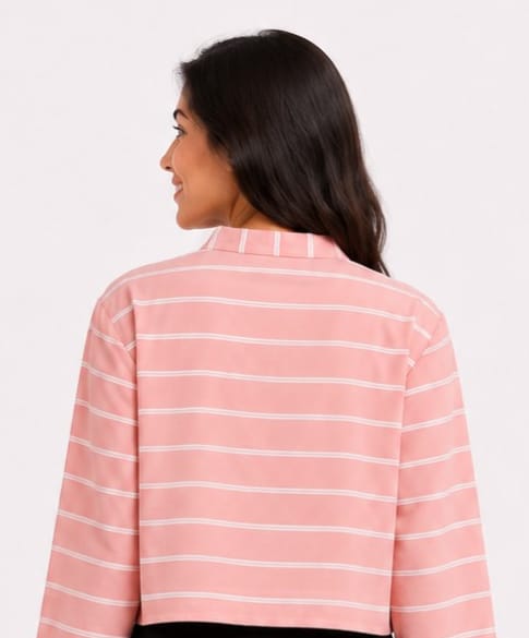 Striped Long-Sleeve Crop Top
