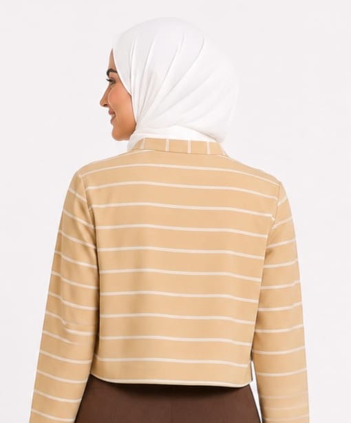 Striped Long-Sleeve Crop Top