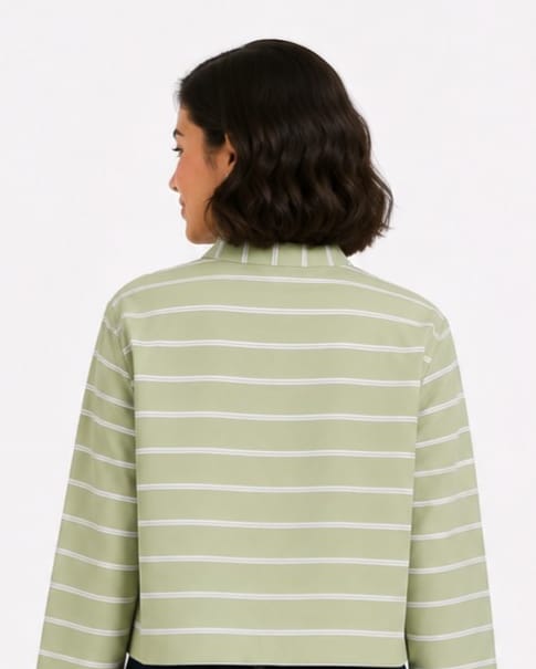 Striped Long-Sleeve Crop Top