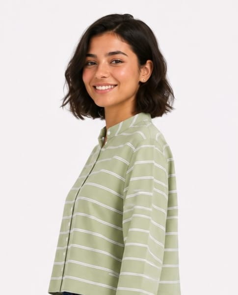 Striped Long-Sleeve Crop Top