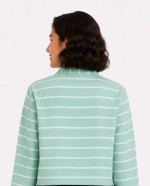 Striped Long-Sleeve Crop Top