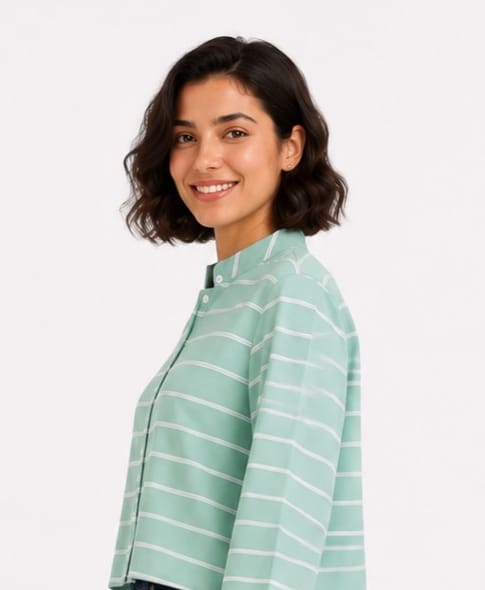 Striped Long-Sleeve Crop Top